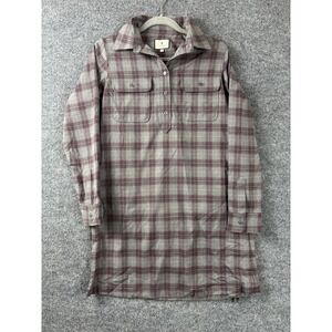 Tuckernuck Shirt Dress Women Small Grey Purple Collared Buttoned Belted Preppy